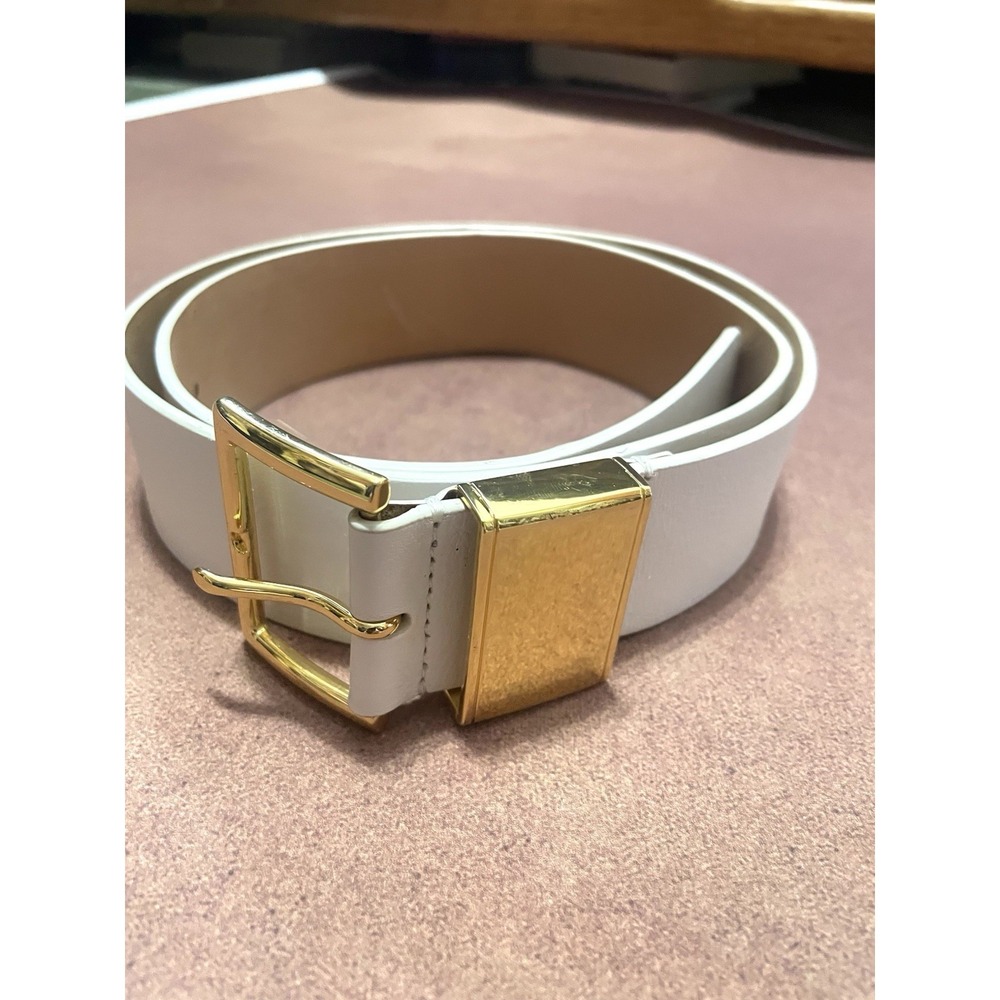$148 J. Crew White Leather Belt Size Small Preppy‎ Minimalist 2"